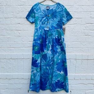 Vintage 90’s Disorderly Conduct Blue Floral Cottagecore Dress Size Medium NWT